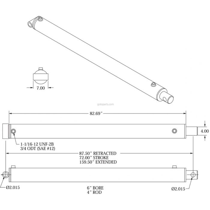 6 tommer hydraulisk cylinder