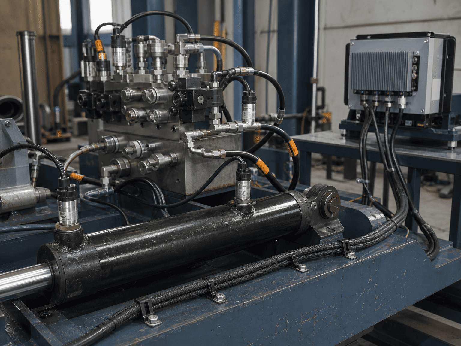 connected hydraulic architecture with sensors valve manifold and edge controller